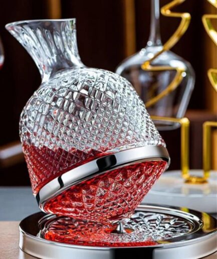 Spinning Wine Decanter Crystal Glass, 360° Manual Rotation (1)