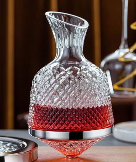 Spinning Wine Decanter Crystal Glass, 360° Manual Rotation