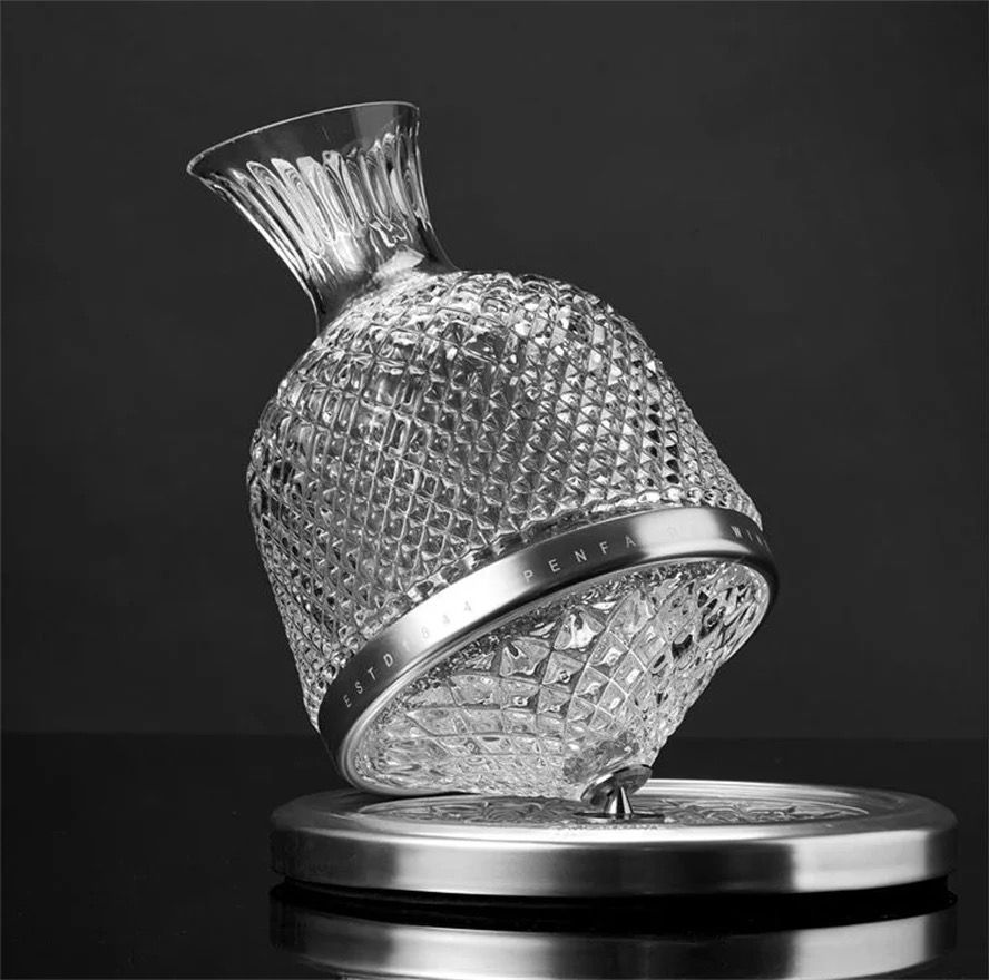 Spinning Wine Decanter Crystal Glass, 360° Manual Rotation - Image 4