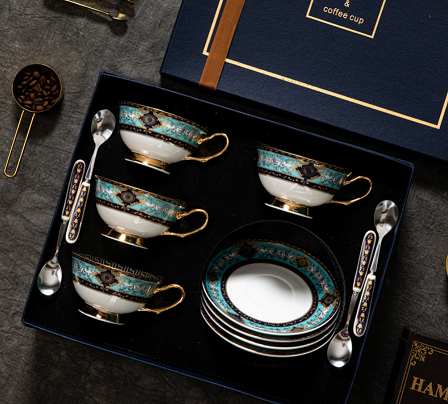 Elegant British Ceramic Coffee Cups 4 Set