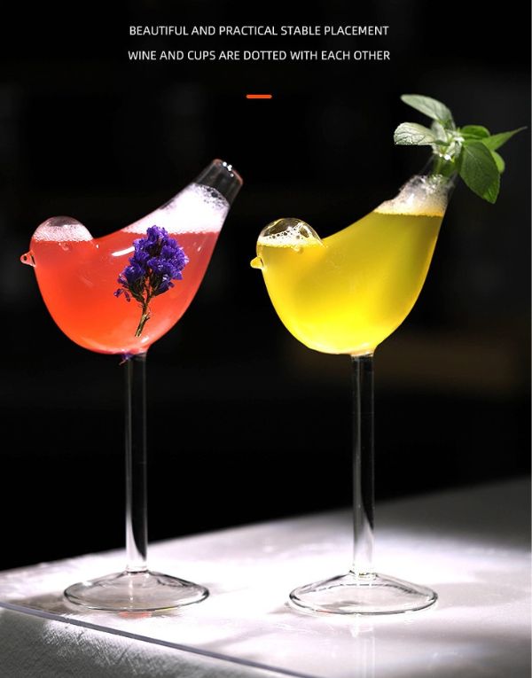 Creative Birdshaped Cocktail Glasses Transparent