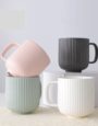 Elegant Set of 4 Ceramic Mugs with Nordic 3D Structure