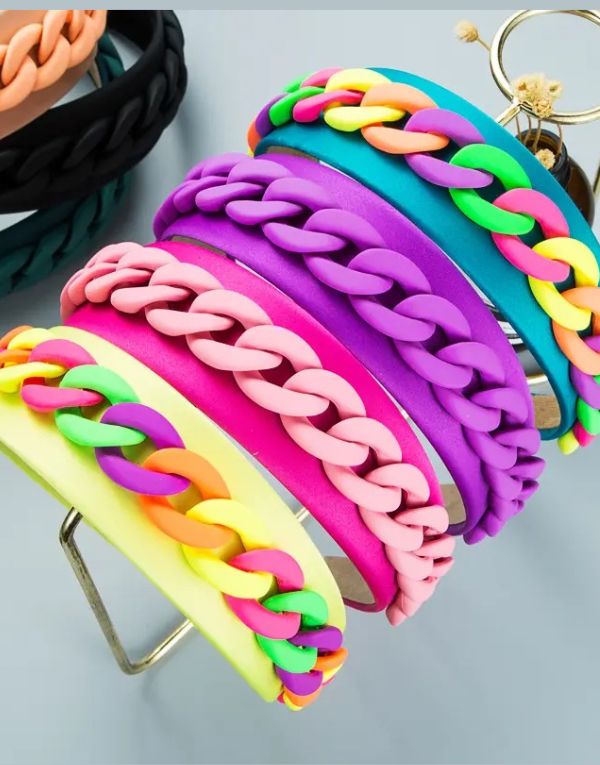 French color Resin Chain fabric Hairband