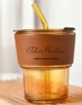GLASS CUP WITH STRAW 400ML