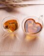 Heart Shaped Double Wall Layer Drinking Glass Tea Cup
