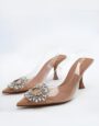 Women's High Heels, Clear Toe and Rhinestone Buckle, Stiletto Sandals, Spring