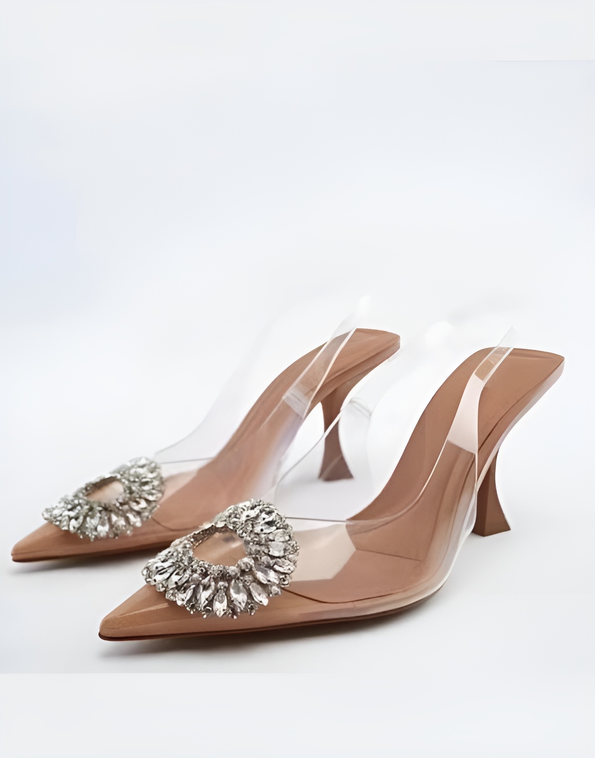 Women's High Heels, Clear Toe and Rhinestone Buckle, Stiletto Sandals, Spring