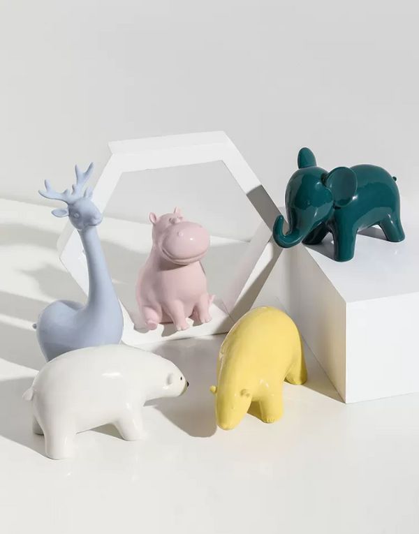 Porcelain Animal Figurines Creative Sculptures Home Décor