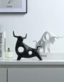 Ceramic Black & White Bull Table Decorations