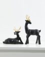 Ceramic Deer Couple Figurines Rindeer Sculpture Decorative
