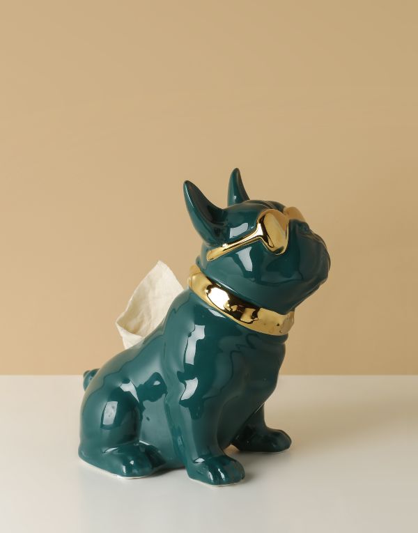 Green Swag Dog Tissue Holder