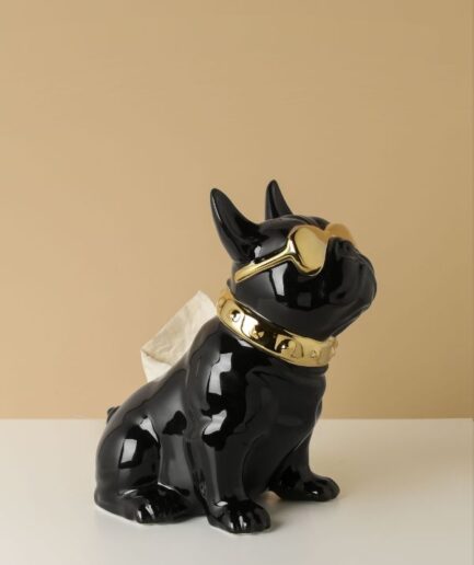 Black Swag Dog Tissue Holder