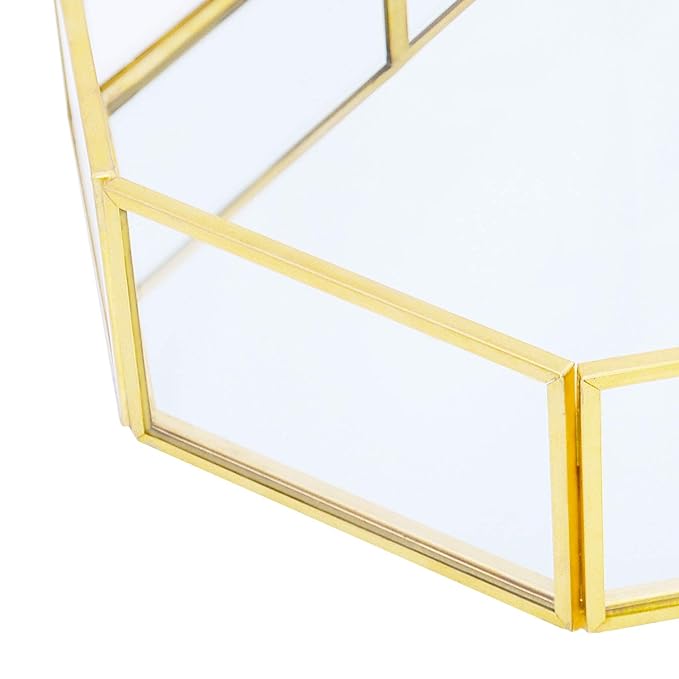 Gold Mirrored Glass Makeup Tray - Image 5