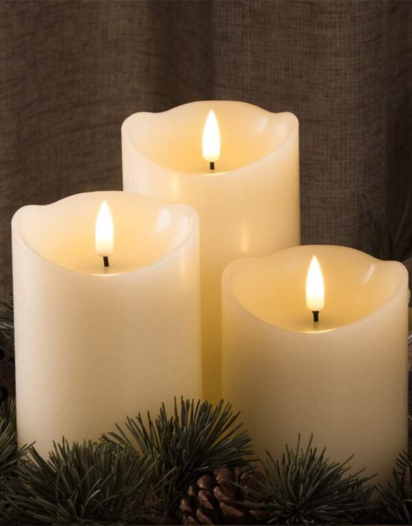 Slanted mouth glossy candle with Remote Set of 3