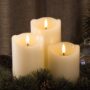 Slanted mouth glossy candle with Remote, Flickering Realistic Wax LED Battery Candles Set of 3