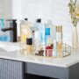 Gold Mirrored Glass Makeup Tray