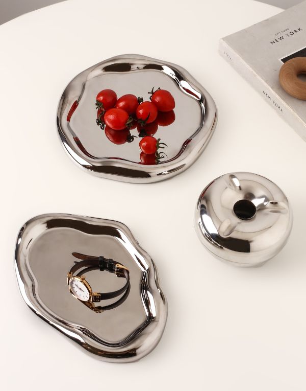 European-Style Tray Jewellery Ring Bracelets Dish Tray Organizer Holder Porcelain Serving Tray Food Plate