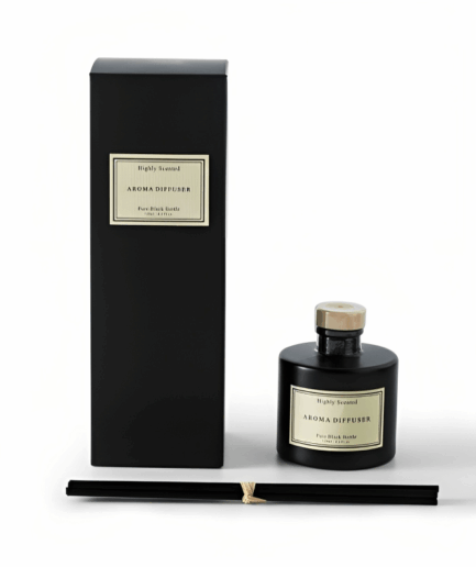 Home Décor Manufacture Supply Luxury Perfume Fragrance Matte Black Reed Diffuser with Gift Box
