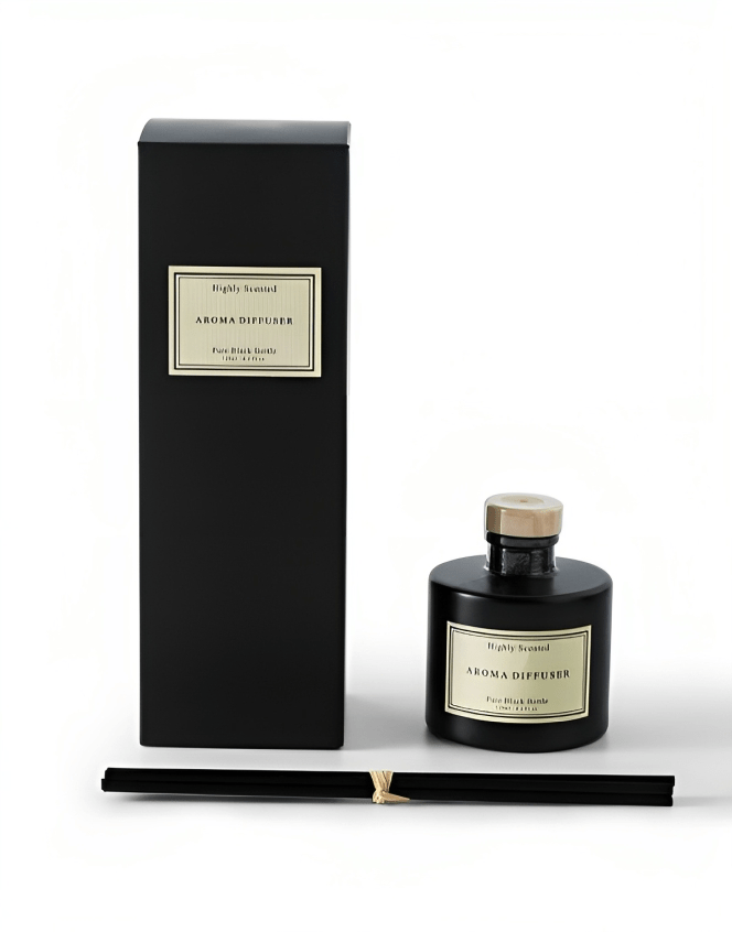 Home Dรฉcor Manufacture Supply Luxury Perfume Fragrance Matte Black Reed Diffuser with Gift Box