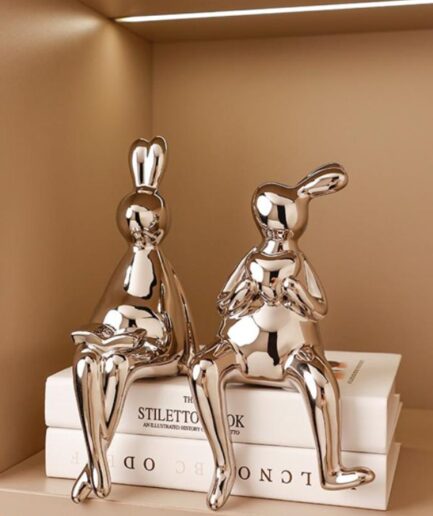 Shiny Rabbit Statue Rabbit Animal Art Sculpture Craftwork Home