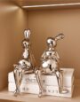 Shiny Rabbit Statue Rabbit Animal Art Sculpture Craftwork Home