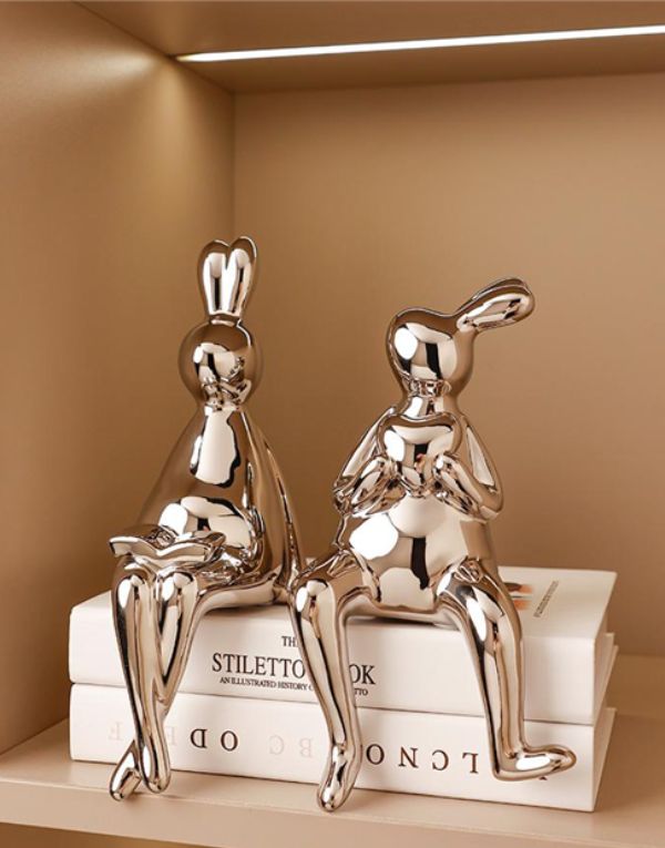 Porcelain Rabbit Statue Rabbit Animal Art Sculpture Craftwork
