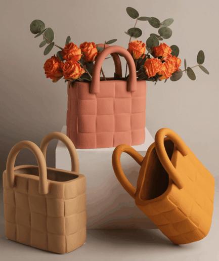 Frosted & Glazed Woven Handbag Vase
