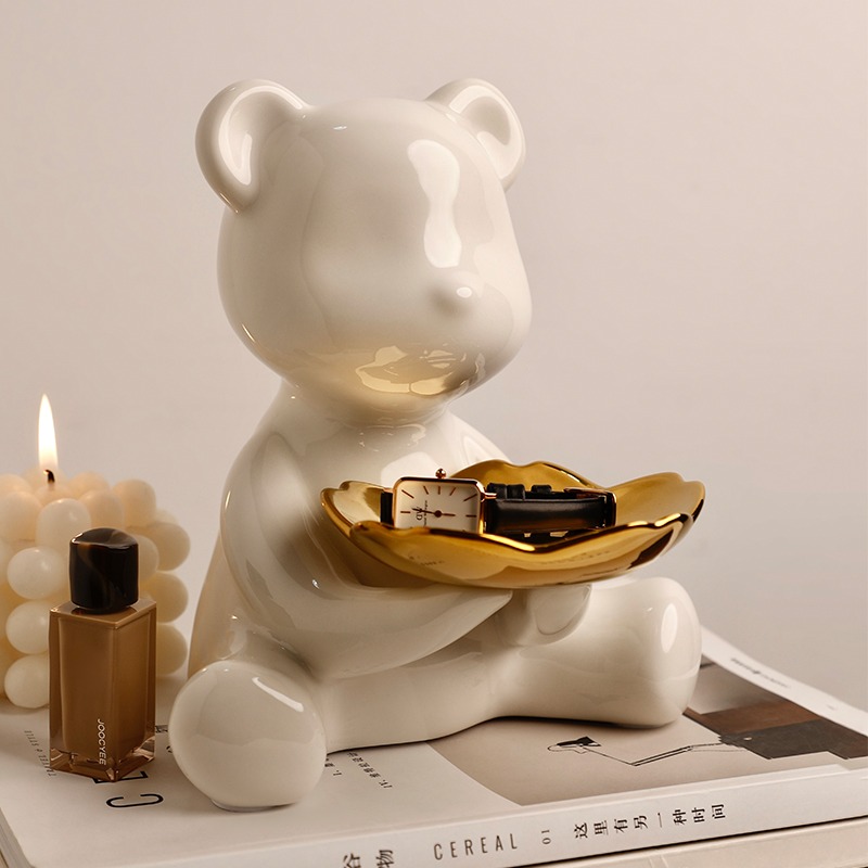Lovely Bright Bear Storage Tray Porcelain For Home Decoration - Image 2