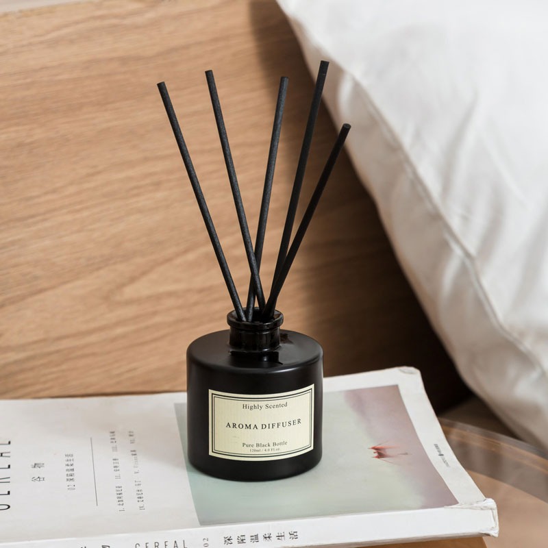 Home Dรฉcor Manufacture Supply Luxury Perfume Fragrance Matte Black Reed Diffuser with Gift Box