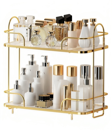 Bathroom Countertop Storage Rack, Metal Cosmetic Countertop Storage Boxes