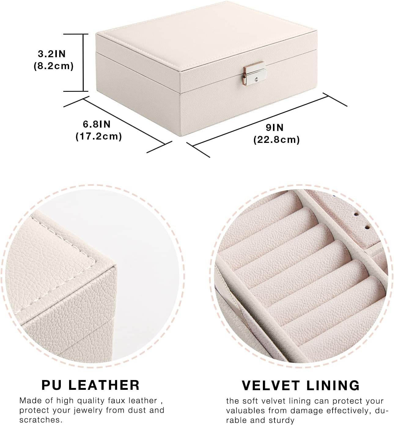White Jewellery Box Organiser Case for Women - Image 6