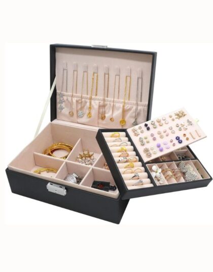 Black Jewellery Box Organiser Case for Women